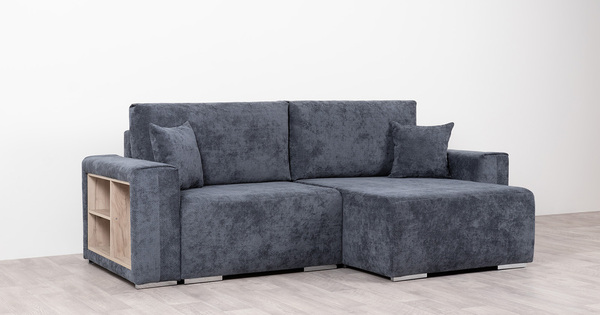 Диван-кровать угловой Оксфорд 713 композиция 1, шенилл MUZA 09 темно-синий, модульная система, сборка на любую сторону