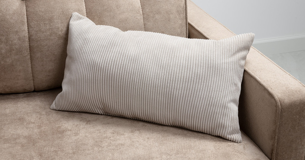 Диван-кровать угловой Арно ТД 565 велюр Лаки 04 песочный, Vertical 910 молочно-серый, сборка на любую сторону