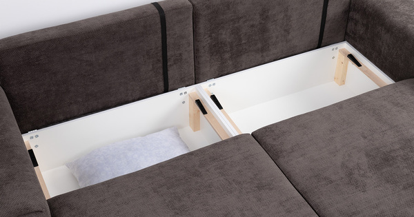 Диван-кровать угловой Оксфорд 711 композиция 5, Muza 06 темно-коричневый, модульная система, сборка на любую сторону