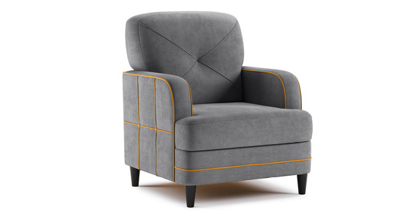 Кресло для отдыха Черри ТК 287 велюр Irida 21 серый, Эвита умбер горчичный