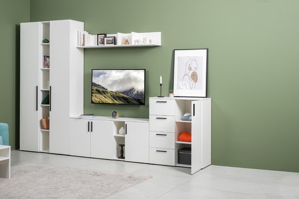 Прихожая Эйр композиция 1 белый PE шагрень, собирается на любую сторону