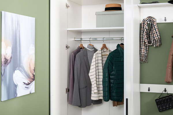 Прихожая Эйр композиция 1 белый PE шагрень, собирается на любую сторону