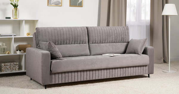 Диван-кровать прямой Изабель ТД 737 велюр Романс вижион серо-бежевый