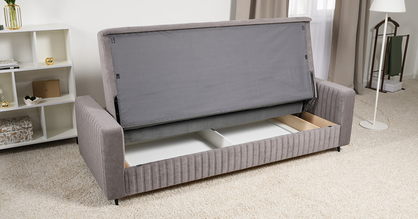 Диван-кровать прямой Изабель ТД 737 велюр Романс вижион серо-бежевый