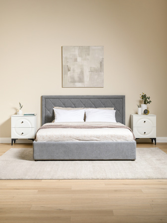 Кровать Марион 160 велюр OCEAN 023 серый с ортопедическим основанием и подъемным механизмом (спальное место 160 х 200)