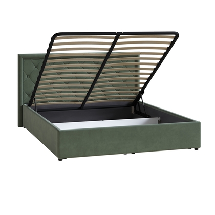 Кровать Марион 160 велюр OCEAN 012 темно-зеленый с ортопедическим основанием и подъемным механизмом (спальное место 160 х 200)