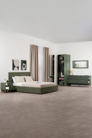 Шкаф двустворчатый Марион 16.340.02 дымчатый зеленый K521, олива шагрень AG 1050 ПВХ