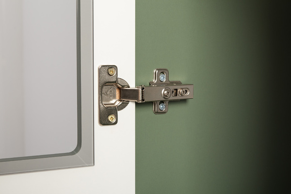 Гостиная Марион композиция 2 дымчатый зеленый K521, олива шагрень AG 1050 ПВХ, белый PE шагрень (собирается на любую сторону)