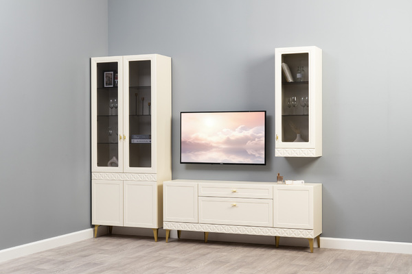 Шкаф навесной Марион 16.334 слоновая кость С341 PE, слоновая кость 6898 ПВХ (собирается на любую сторону)