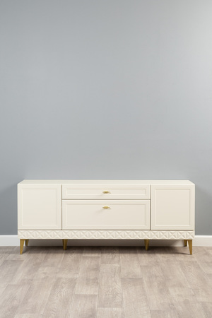 Гостиная Марион композиция 1 слоновая кость С341 PE, слоновая кость 6898 ПВХ, белый PE шагрень (собирается на любую сторону)