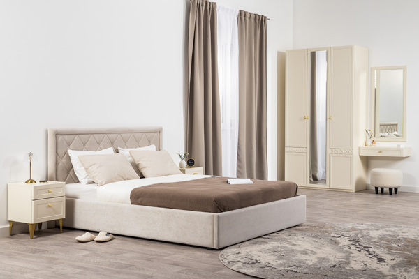 Тумба прикроватная Марион 16.14 слоновая кость С341 PE, слоновая кость 6898 ПВХ, белый PE шагрень