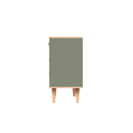 Комод Маттиас 16.245 дымчатый зеленый K521, гикори рокфорд натуральный KO86 PW, белый PE шагрень, фотопечать
