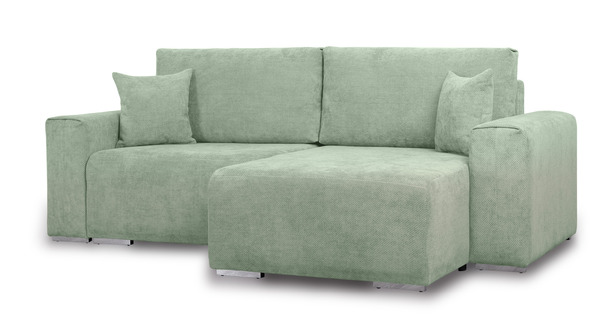 Диван-кровать угловой Оксфорд 715 композиция 1, шенилл STORM 9 мятный, модульная система, сборка на любую сторону