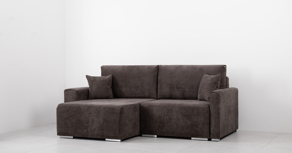 Диван-кровать угловой Оксфорд 711 композиция 5, Muza 06 темно-коричневый, модульная система, сборка на любую сторону