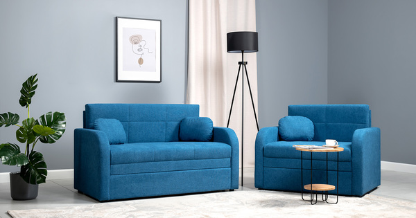 Диван-кровать прямой Тео (120) ТД 908 велюр Danco 784 синий